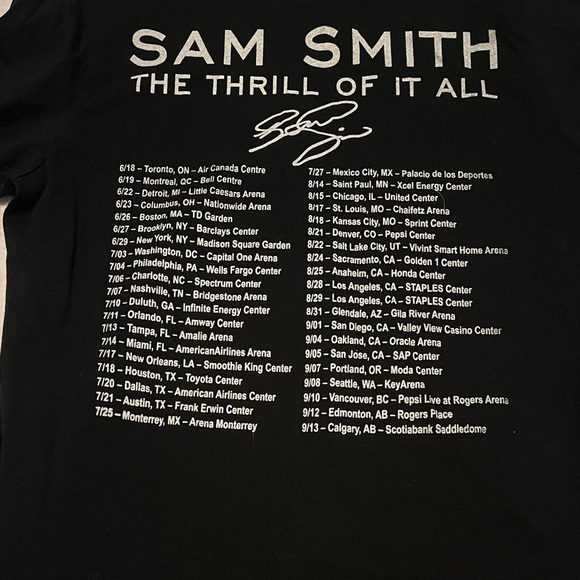 Sam Smith The Thrill Of It All black t-shirt. #samsmith #thethrillofitall - Picture 2 of 2